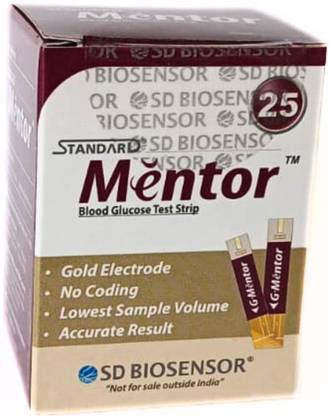 STANDARD Mentor Blood Glucose Test 25 Glucometer Strips