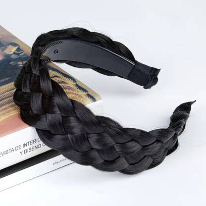 Ashkash 1pc Wide 5 Strands Synthetic Breaded Hair Band with Teeth Design Head Band
