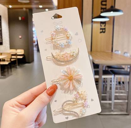 jai enterprises girl Set Hair metal hairpin female Rhinestone star clip hair accessories 4 PCS Hair Pin