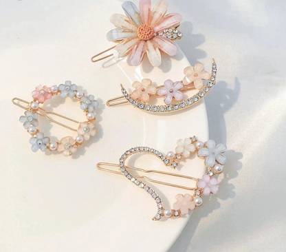 jai enterprises girl Set Metal Star BB Clip Side Clip Accessories 4 PCS Hair Pin