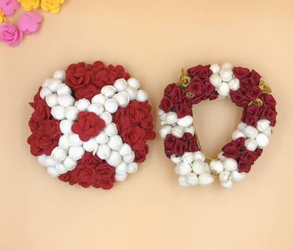 AROOMAN Exquisite Artificial Flower Gajra Reusable, Handcrafted, Elevate Your Look Bun