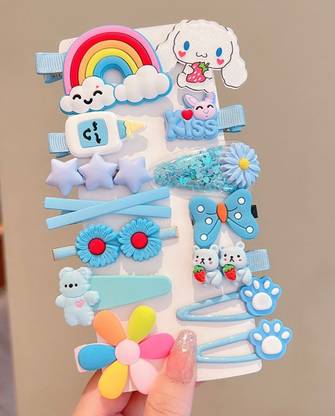 Her trendss Cute blue hair clips for baby/child/ girls pack of 14 Hair Clip (Purple) Hair Clip