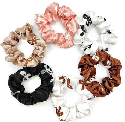 AmazingKarts 6Pcs Chiffon Floral Print Hair Scrunchies Ponytail Holder Band For Girls & Women Rubber Band