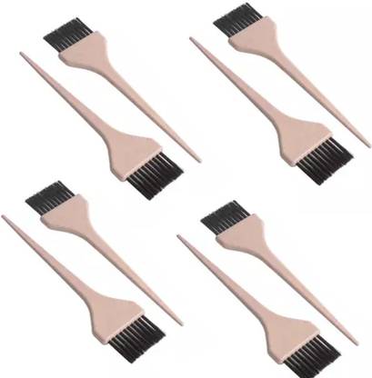 Dye Brush with Wooden Body and Black Bristles Pack of - 8 Hair Accessory Set