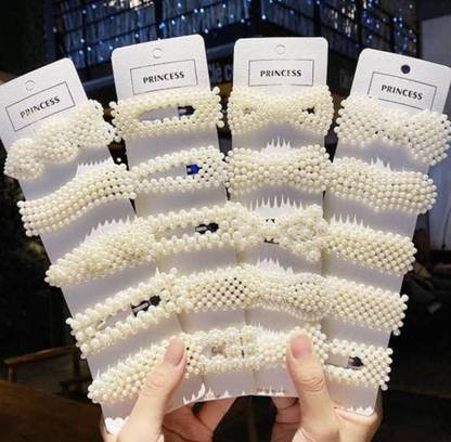 Anna Stella 20 Piece Pearl Hair Clips Large Hair Clips Pins Hair for Women Girls Hair Clip  (White) at Rs. 19