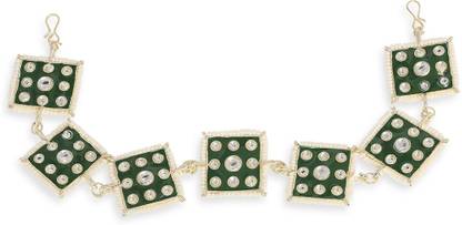 Oomph Green Meenakari Enamel & Kundan Traditional Wedding Bridal Hair Chain Hair Chain