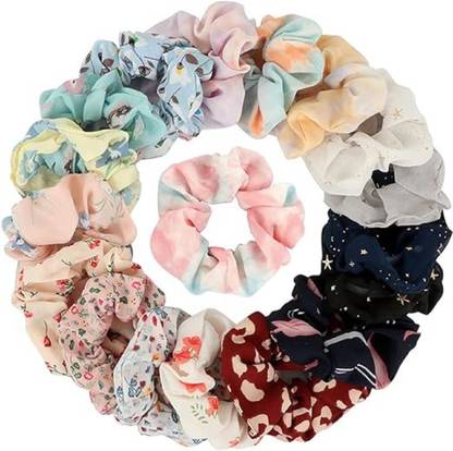 THE MAXIM Floral Chiffon Elastic Hair Tie Scrunchies Rubber Band