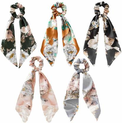 eCap Premium Quality Hair Ribbon Scrunchies Ties Rubber Band