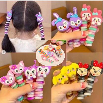 Balasundri Spiral Hair Ties,Pack of 6,For Kids Girs,Coil Hair Ties, Phone Cord Hair Ties Rubber Band