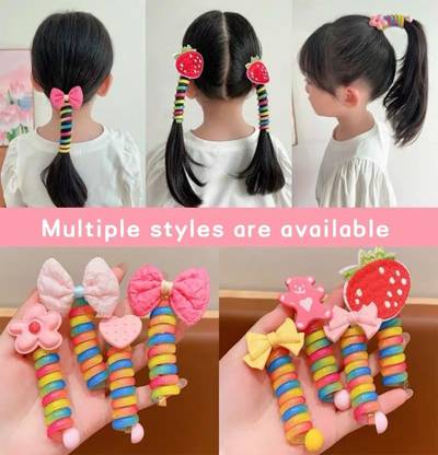 Balasundri Telephone Line Spiral Hair Bands Cute Kids Fashion Ponytail Hair Styling Tools. Rubber Band