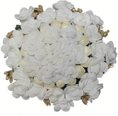 Flower Gajra Hair Bun Decoration Full Bun Gajra/Juda for Women in White Color Bun