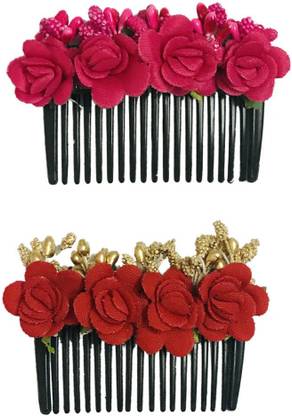 Artificial Flower Hair Side Comb, Juda Comb, Hair Accessories for Women & Girl Bun
