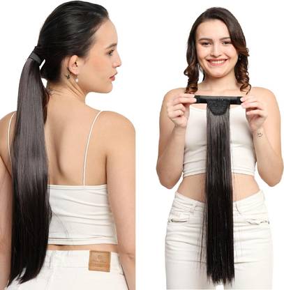 NKLD Black Long PonyTail  Extensions  for Women & Girls 26 Inch Length Hair Extension