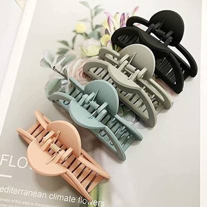 Chanderkash CHRRONEX 4PCS,3.5" Hair Claw Clutcher Clips Matte Semicircle, No Slip Hair Clips Hair Claw