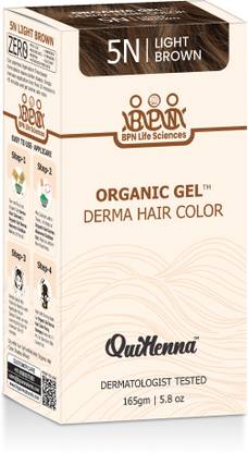 QuikHenna Derma Organic Gel Long Hair Color Light Brown 5N 165g , Light Brown