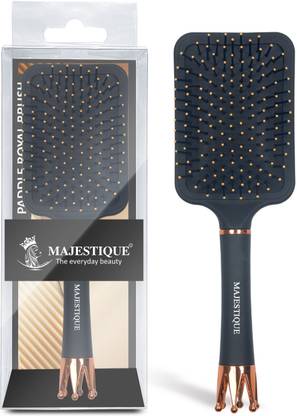 MAJESTIQUE Paddle Brush with Large Cushion Hair Brush, Exclusive Crown Handle
