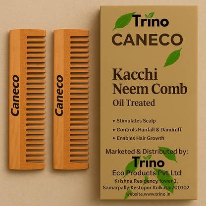 CANECO 100% Pure Neem Wood Baby Comb Natural for Newborns & Toddlers