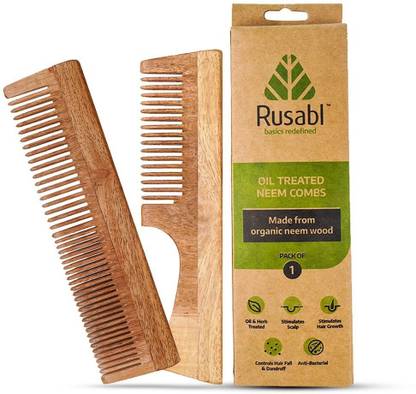 Rusabl Neem Comb - Fine + Dual Tooth