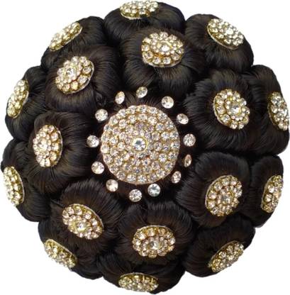 AARTI FASHION Stone Work Black Juda for Girls & Women Use All Festive & Mariage Functions Bun Hair Extension