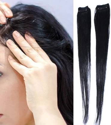 D-DIVINE 2Pcs Single Clip Synthetic  Side Cover Up Extension/Patch For Women, 10 Inch Hair Extension