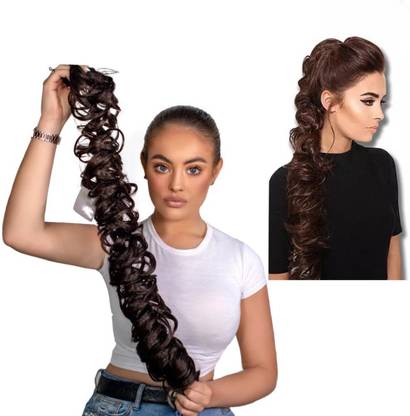 DELUXE HAIR Messy hair style  Extensions and Wigs for Women and girls Brown Hair Extension