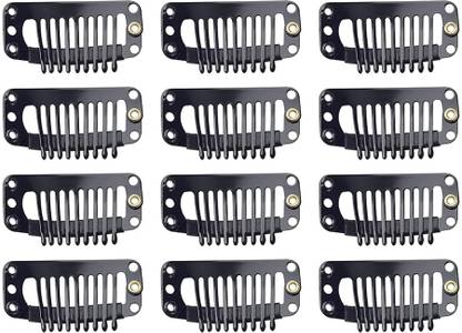 Views Hair Extension Clips For Women (12 Pcs) - Hair Attached Snap Wig Clips Tic Tac Clip