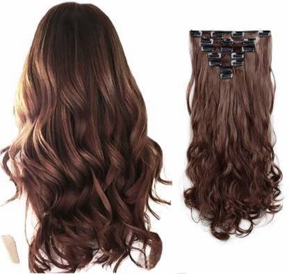 Abrish Stylish silky soft girls curly brown hair extension ( Pack of 6 ) Hair Extension