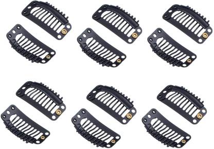 Views Metal Silicon Snap Clips for Hair Wigs/Patches (12Pc) Hair Extensions, Black Tic Tac Clip