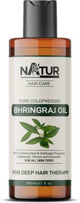 NaturCrest 100% Pure Coldpressed Bhringraj Oil For Hair Growth 200 ml | Control Hair Fall, Split Ends | Therapeutic Grade For Skin & Hair | No Mineral Oil, Silicones and Synthetic Fragrance. Hair Oil