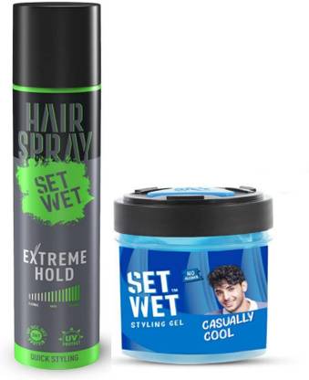 SET WET Extreme Hold Hair Spray (75ml) & Cool Hold (250ml) Hair Gel