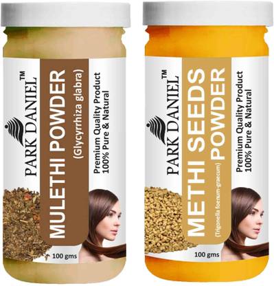 PARK DANIEL Pure & Natural Mulethi Powder & Methi Powder Combo Pack of 2 Bottles of 100 gm (200 gm )
