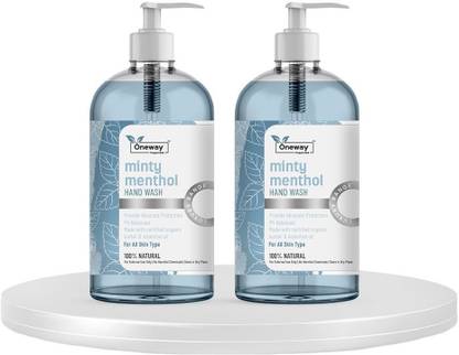 Oneway Happiness Minty Methanol Hand Wash with Mint and Aloe Vera (pack of 2 - 500 ml each) Hand Wash Bottle + Refill