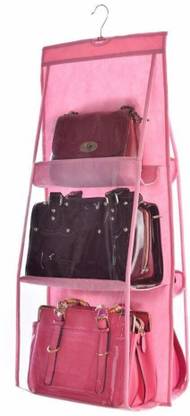 Craficial Non-Woven 4 Compartment Cloth Hanging Organizer / Storage Wardrobe for Almirah Handbag Organizer
