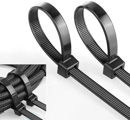 SHIVROH STAR 12" Pack of 100pc Black Nylon Flexible Cable Tie, Zip Tie Plastic Flexible Straps Cable Tie