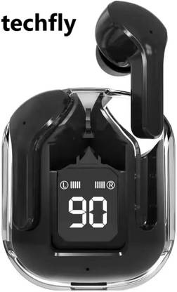 Techfly Ultraods TWS Earbud, Bluetooth Earbuds with Display, Transparent Design Bluetooth