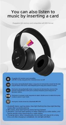 GUGGU HEA60-DPON13-P47 Wireless Headset with FM and SD Card Slot Bluetooth Bluetooth