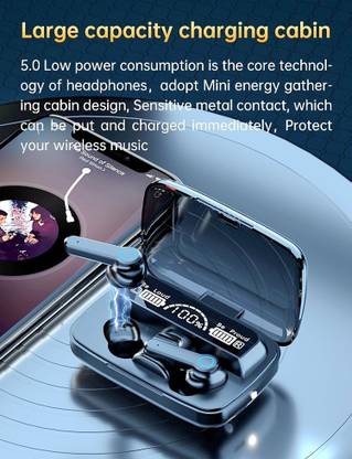 Kabeer enterprises M19 Earbuds, Deep Bass, IPX4 Water/Sweat Resistant,Digital Display Case Bluetooth