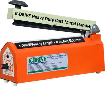 K-Drive KDrive 8 Inch Heavy Cast Metal Handle Copper Coil Type Plastic Bag Sealer KDT7 Table Top Heat Sealer