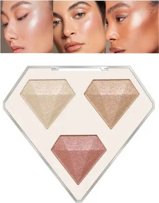 HSQ Diamond Glow Trio Highlighter Palette – 3 Shades for All Skin Tones Highlighter