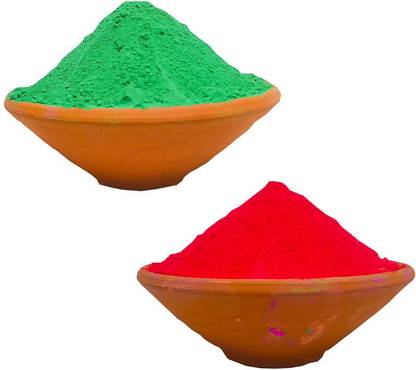GULAL Combo (DarkGreen And Red) 100g Each Colour Holi Color Powder Pack of 2