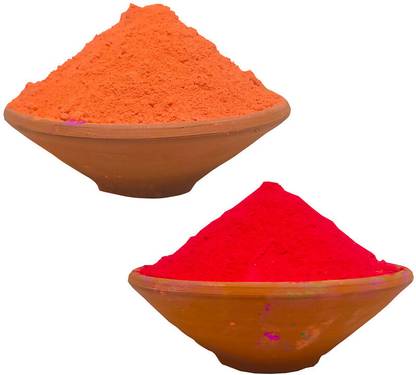 GULAL Orange And Red 500g Each Two Colours Packet Holi Color Powder Pack of 2