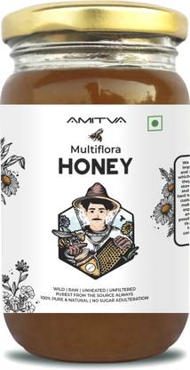 AMITVA 100% Pure & Natural Multiflora Honey , Raw Honey , Zero Added Sugar - 500gms