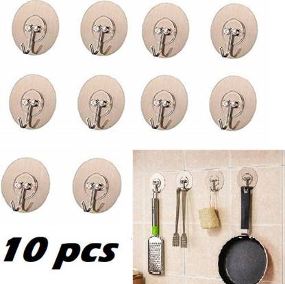 KEZIFY Self Adhesive Strong Sticky Wall Hooks for Hanging Kitchen, Bathroom Accessories Hook 10