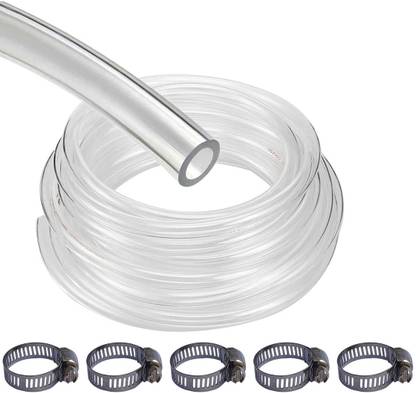 ESEKSAFAR 10 Meter Flexible Transparent Gas Pipe with 5 Clamps for Home, Restaurants etc. 8mm Gas pipe Hose Pipe