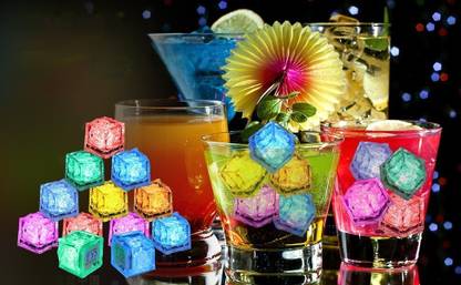 TWINZEN Led Light Ice Cube for Drink,Color Changing Cube Glow in Dark Reusable for Party Multicolor Plastic Ice Cube Tray