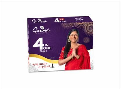 Garima 4 in 1 Dhoop (16 Stick), Pack of 12 Rose, Jasmine, Mogra, Lavender