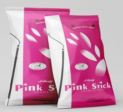 LIBERTY Pink Stick Aroma Sticks Incense Sticks Agarbathi Zipper pack - Pack of 2 (2 X 130gms) Woody