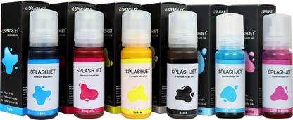 Splashjet Sublimation Ink for Epson L8050, L18050 Printer-(70gm x C/M/Y/Bk/LC/LM) - 503504 Black + Tri Color Combo Pack Ink Bottle