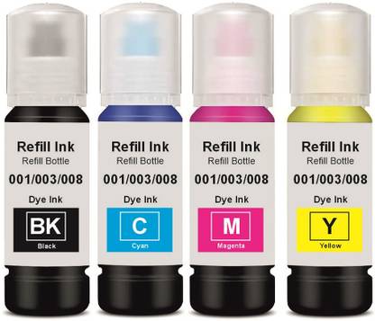 Salty 003 Refill Ink Compatible for L3110, L3150, L3250, L3252 L3115 Printers Black + Tri Color Combo Pack Ink Bottle