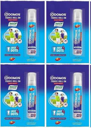 Odomos Mosquito Repellent - Fabric Roll-on (8 ml X 4 ) ( Pack of 4)